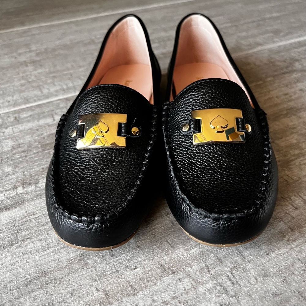 NWOT Kate Spade Carmen Black Pebble Moccasin Logo Loafers- NEW!!!  Size-6